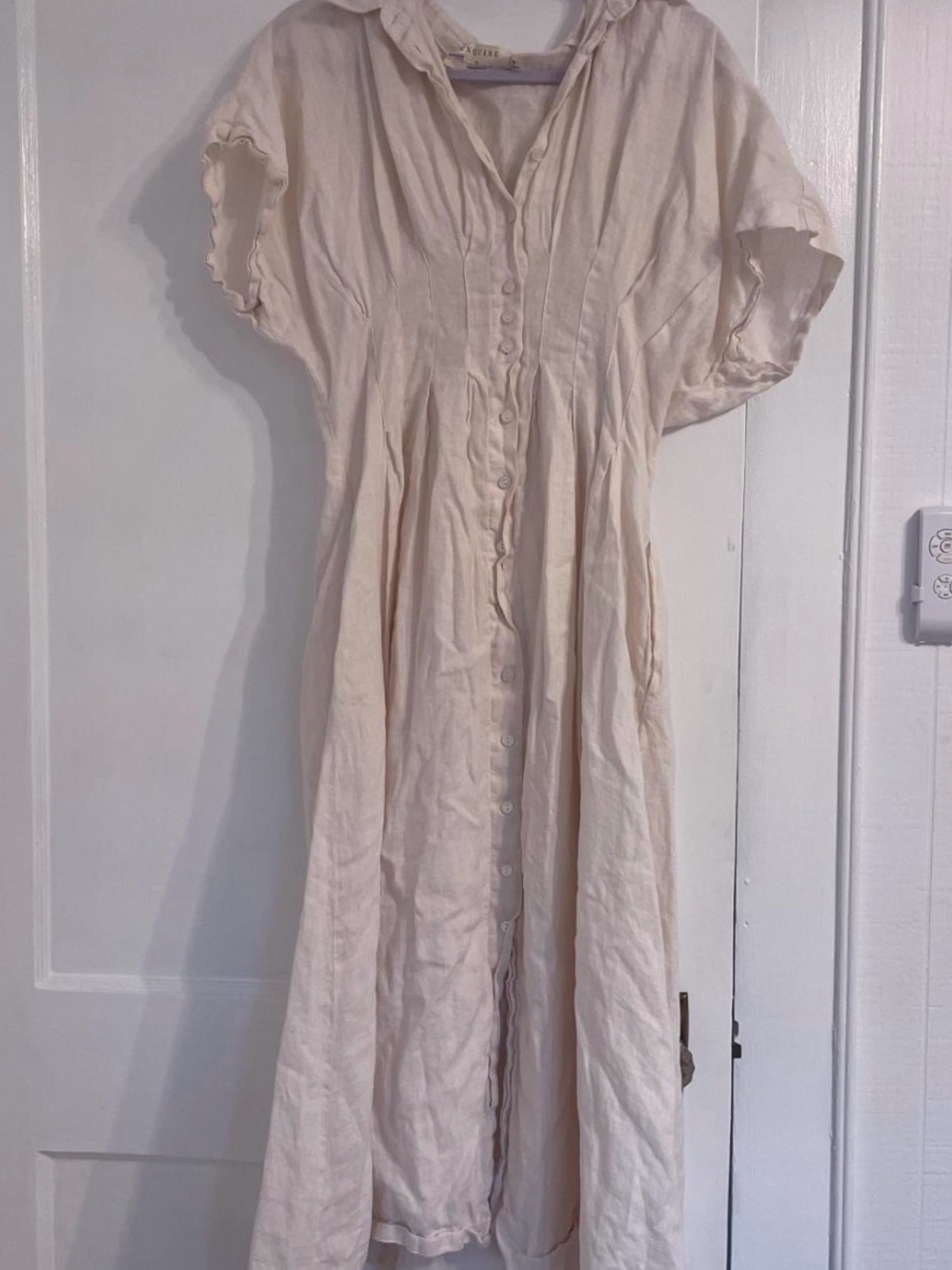Anthropologie Light linen Button-Front Women's Dress (tobie dress)